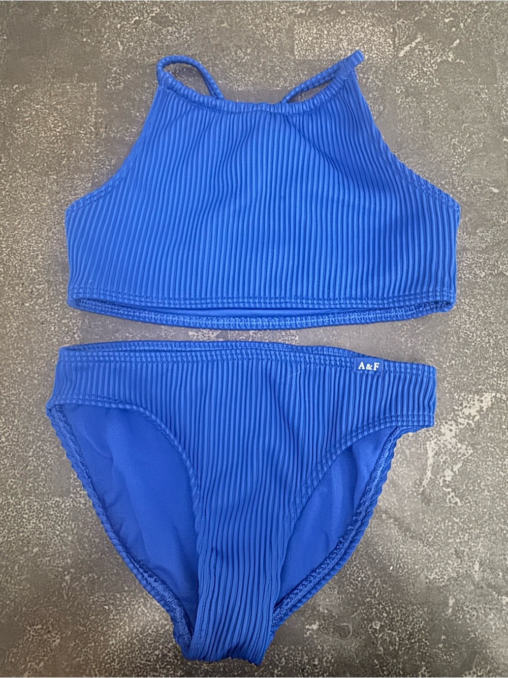 abercrombie kids Ribbed High Neck Bikini Set - Blue